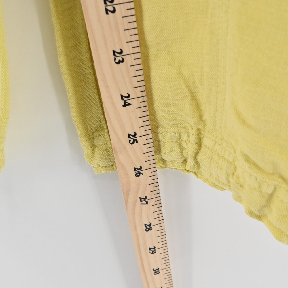 Nicole Miller Womens Yellow Cargo Pants Size XS Linen Blend Crop Cinch Hem - Picture 5 of 11